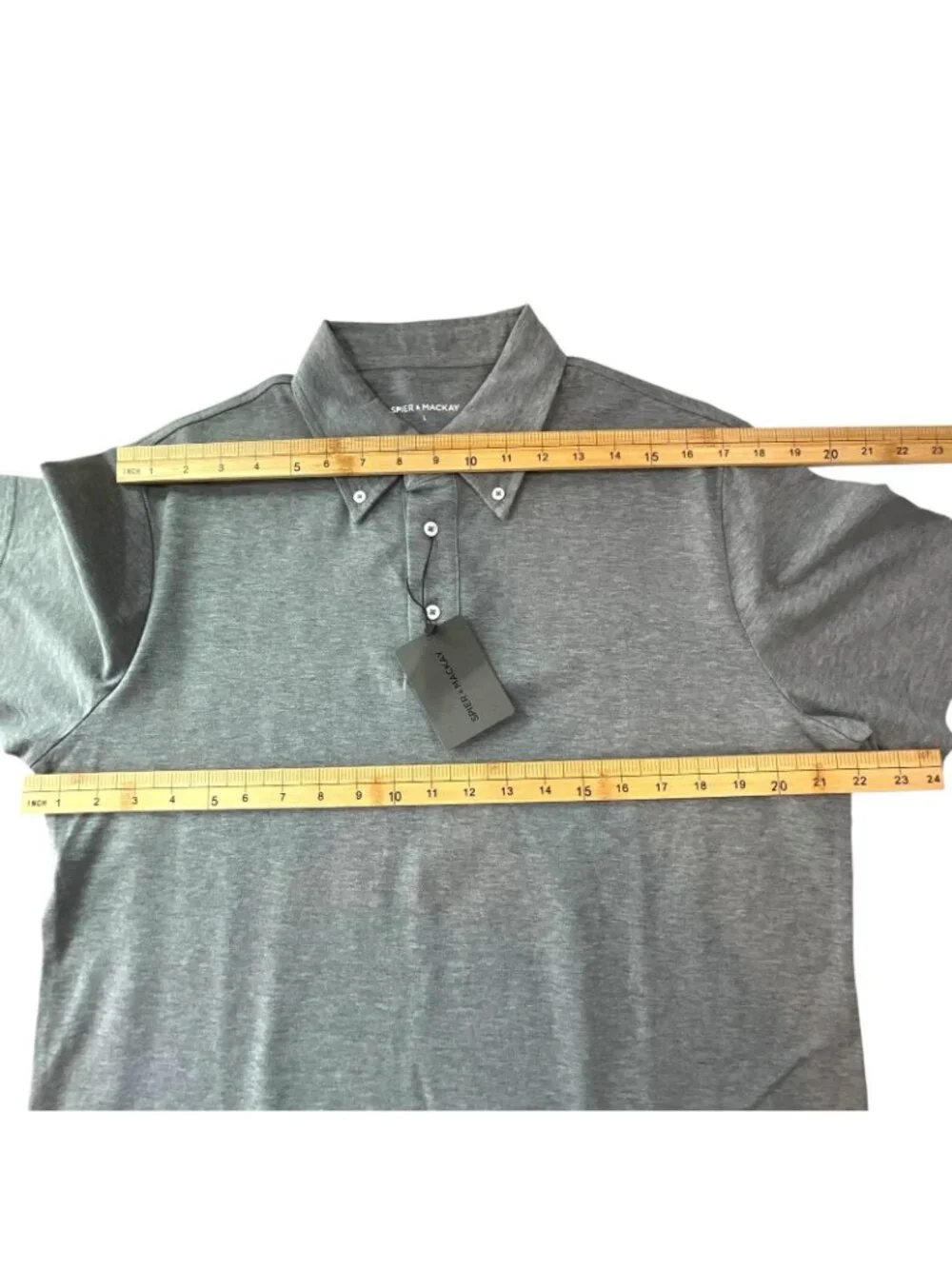 NWT Spier & Mackay Polo Shirt Mens Large Gray Short Sleeve Button Down Collar